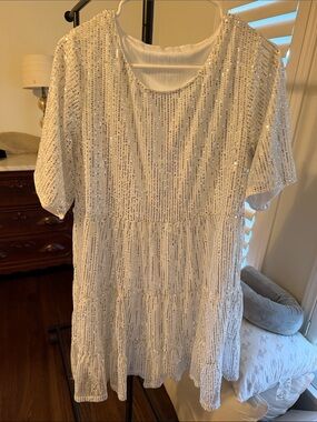 Amazon White Sequin Mini Dress